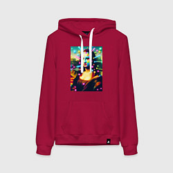 Женская толстовка-худи Мона Лиза м неоновые кубики - стилизация