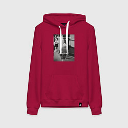 Толстовка-худи хлопковая женская Good girls love bad boys, цвет: маджента