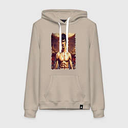 Толстовка-худи хлопковая женская Брюс Ли актер, цвет: миндальный