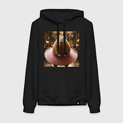 Женская толстовка-худи Мем капибара балерина в розовой юбке