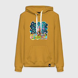 Женская толстовка-худи Мишка в праздничном колпаке и конфетти: жизнь слиш