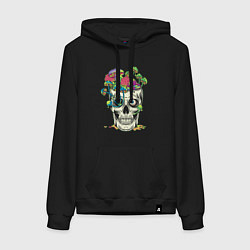 Женская толстовка-худи Психоделический череп с грибами