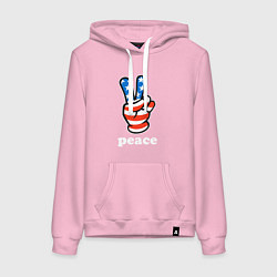Толстовка-худи хлопковая женская USA peace, цвет: светло-розовый