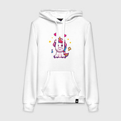 Женская толстовка-худи Единорог в наушниках