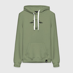 Толстовка-худи хлопковая женская Голова овцы, цвет: авокадо