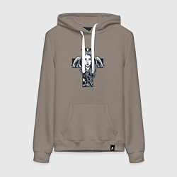 Толстовка-худи хлопковая женская Angel cross, цвет: утренний латте