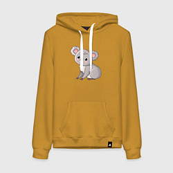 Толстовка-худи хлопковая женская Cute koala, цвет: горчичный