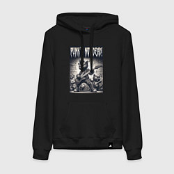 Женская толстовка-худи Black kitten - punks not dead
