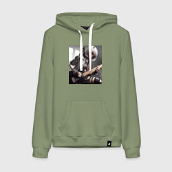 Женская толстовка-худи Девчонка рок гитарист с чёрным котом