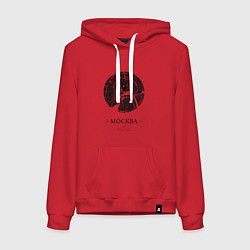 Толстовка-худи хлопковая женская Меридианы - Москва, цвет: красный