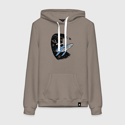 Женская толстовка-худи Космонавт и кит