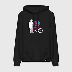 Толстовка-худи хлопковая женская Sports mechanics Bicyclist, цвет: черный