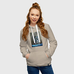 Толстовка-худи хлопковая женская Провожающая в последний путь Фрирен, цвет: миндальный — фото 2