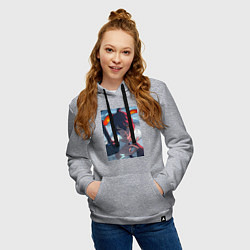 Толстовка-худи хлопковая женская Человек-бензопила Аки Хаякава, цвет: меланж — фото 2