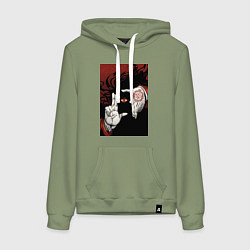 Толстовка-худи хлопковая женская Хеллсинг Алукард Вампир, цвет: авокадо