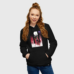 Толстовка-худи хлопковая женская Евангелион нового поколения робот, цвет: черный — фото 2