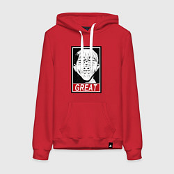 Толстовка-худи хлопковая женская Эйкити Онидзука преподаватель мем, цвет: красный