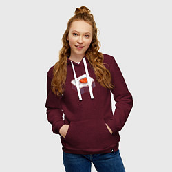 Толстовка-худи хлопковая женская Суши моя любовь, цвет: меланж-бордовый — фото 2