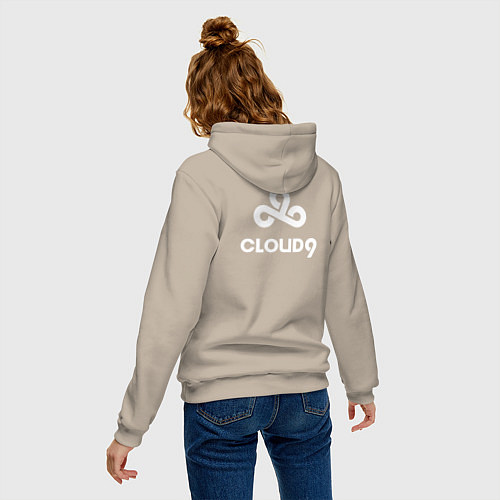 Женская толстовка-худи Cloud9 - white logo / Миндальный – фото 4