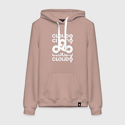 Толстовка-худи хлопковая женская Cloud9 - in logo, цвет: пыльно-розовый