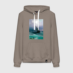 Женская толстовка-худи Корабль среди бурного моря