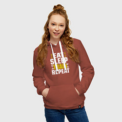 Толстовка-худи хлопковая женская Eat sleep train, цвет: кирпичный — фото 2