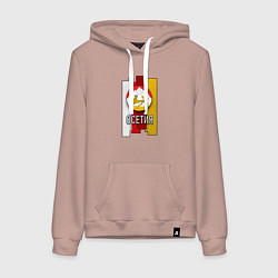 Толстовка-худи хлопковая женская Осетия герб, цвет: пыльно-розовый