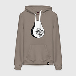 Толстовка-худи хлопковая женская Космонавт и авокадо, цвет: утренний латте