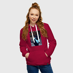 Толстовка-худи хлопковая женская Бездомный бог кот Ято, цвет: маджента — фото 2