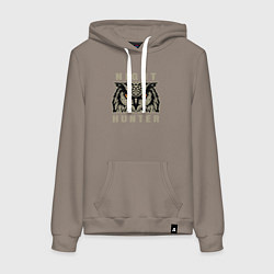 Толстовка-худи хлопковая женская Night hunter, цвет: утренний латте