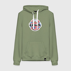 Толстовка-худи хлопковая женская Style USA, цвет: авокадо