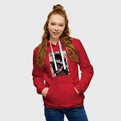 Толстовка-худи хлопковая женская Моб Психо 100 Рицу Кагэяма Шигэо Кагэяма, цвет: красный — фото 2