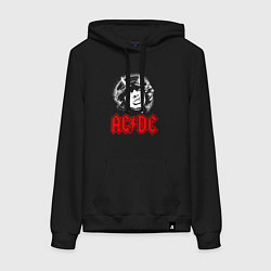 Толстовка-худи хлопковая женская ACDC Angus Young rock, цвет: черный