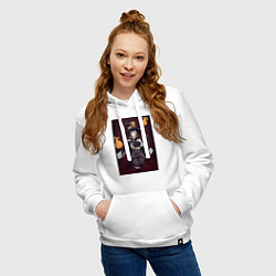 Толстовка-худи хлопковая женская Пламенная бригада пожарных Маки Одзэ, цвет: белый — фото 2