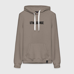 Толстовка-худи хлопковая женская Utm source, цвет: утренний латте