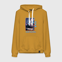 Толстовка-худи хлопковая женская Портрет Gojo Satoru - Магическая битва, цвет: горчичный