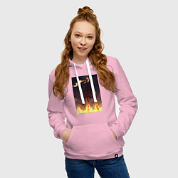 Толстовка-худи хлопковая женская Ван-Пис Санджи огненная нога, цвет: светло-розовый — фото 2