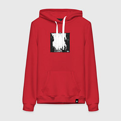 Толстовка-худи хлопковая женская Храбрый дух, цвет: красный