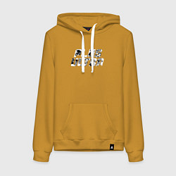 Толстовка-худи хлопковая женская Моя геройская академия Идзуку Мидория плюс ультра, цвет: горчичный