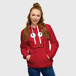 Толстовка-худи хлопковая женская John Zoidberg Face, цвет: красный — фото 2