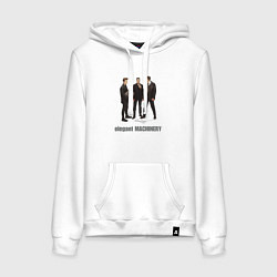 Толстовка-худи хлопковая женская Elegant Machinery - A band, цвет: белый
