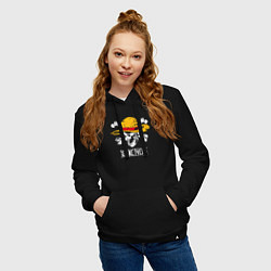 Толстовка-худи хлопковая женская One piece череп в соломенной шляпе, цвет: черный — фото 2