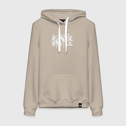 Толстовка-худи хлопковая женская Виниловый рок-н-ролл, цвет: миндальный