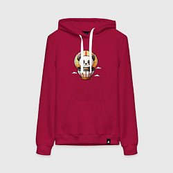 Толстовка-худи хлопковая женская Панда на воздушном шаре, цвет: маджента