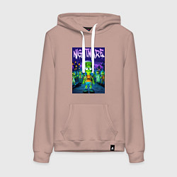 Толстовка-худи хлопковая женская Zombie Bart Simpson - nightmare, цвет: пыльно-розовый