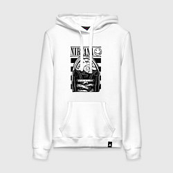 Толстовка-худи хлопковая женская Nirvana grunge rock, цвет: белый