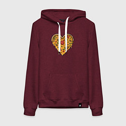 Толстовка-худи хлопковая женская Pizza heart, цвет: меланж-бордовый