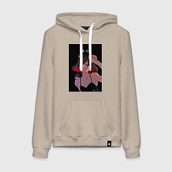 Толстовка-худи хлопковая женская Чёрный клевер неро, цвет: миндальный