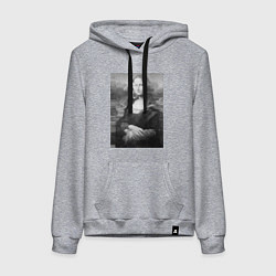 Женская толстовка-худи Черная-белая Мона Лиза с глюками