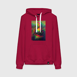Толстовка-худи хлопковая женская Мона Лиза с глюками, цвет: маджента
